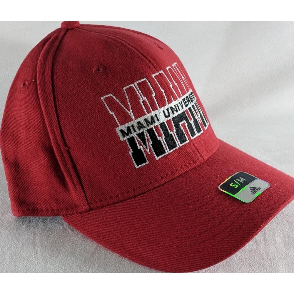 Adidas Adult Fitted Small/Medium Miami Redhawks NCAA Baseball Hat‎ Cap NEW nwt